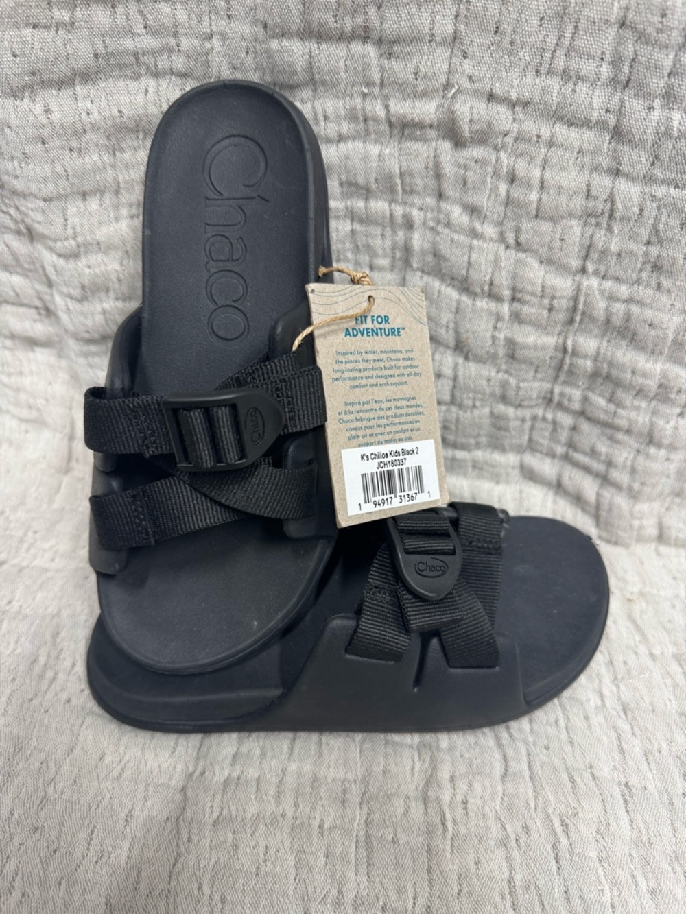NWT Kids Chaco Black Adjustable Slide Sandals